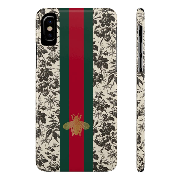 Bee Stripe Floral Wallpaper Snap Case