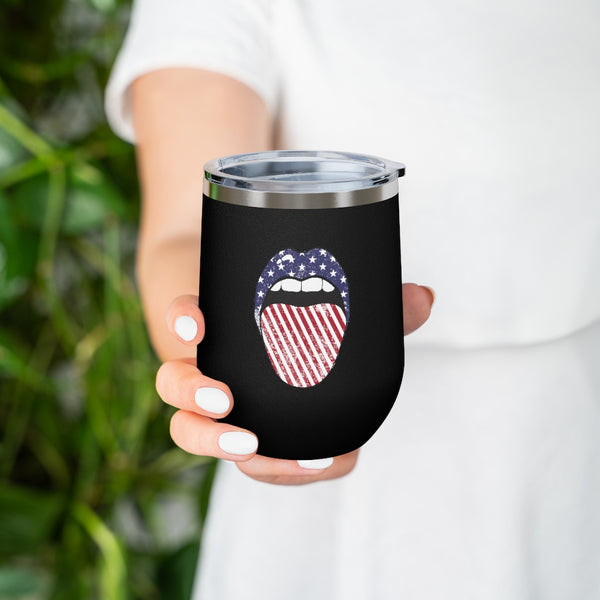 Stars + Stripes Tongue Out Wine Tumbler 12oz