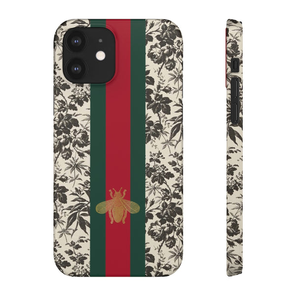 Bee Stripe Floral Wallpaper iPhone 12 & X Snap Case