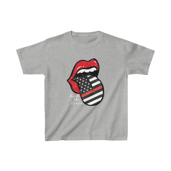 Youth - Firefighter Flag Tongue Back the Brave Kids Tee