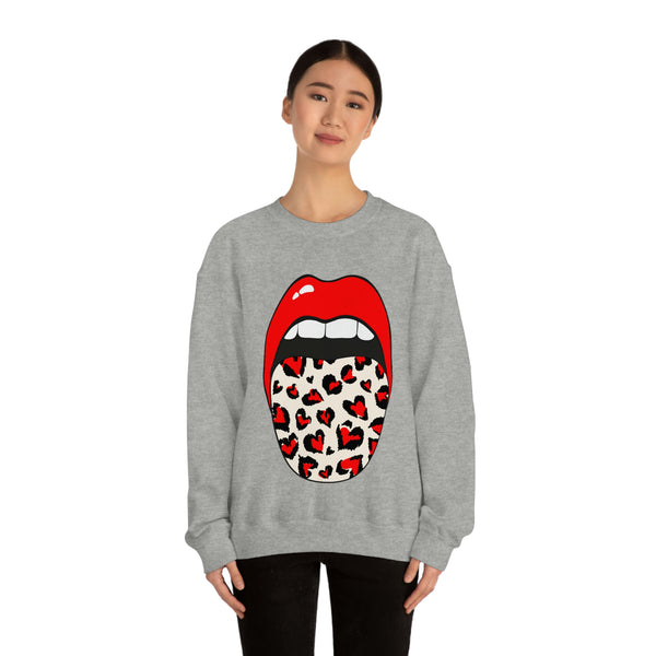 Valentine Hearts Tongue Out Unisex Crewneck Sweatshirt