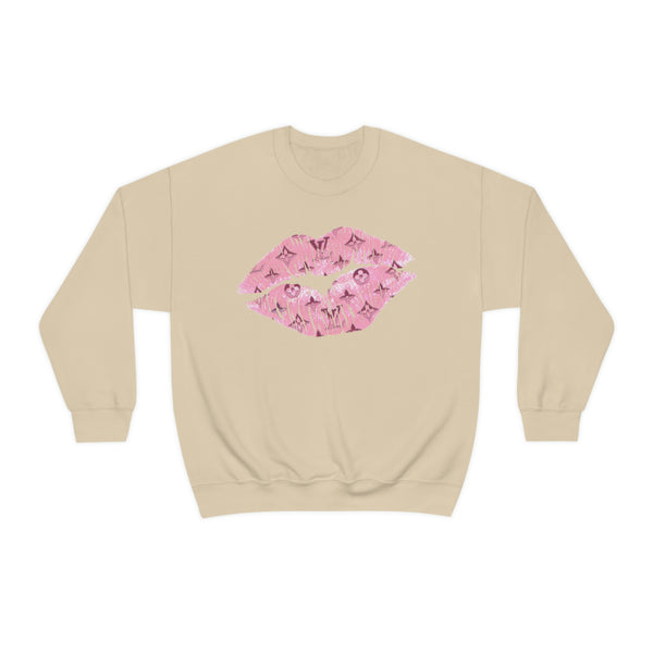 Luxe Pink Kiss Lips Unisex Crewneck Sweatshirt