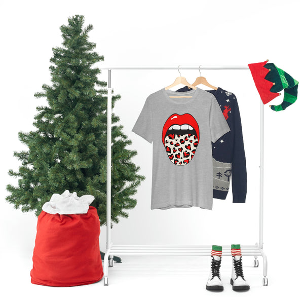 Valentine Hearts Tongue Out Unisex Short Sleeve Tee