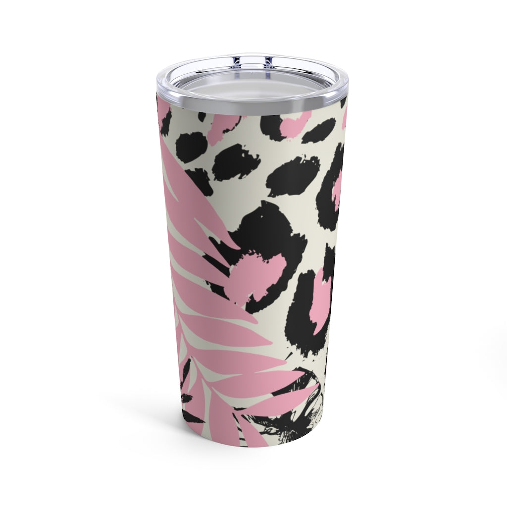 Pink Leaf Leopard Tumbler 20oz