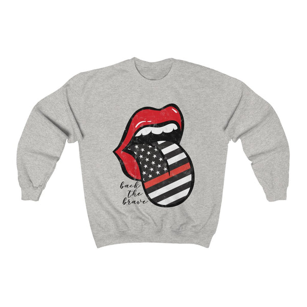 Firefighter Flag Tongue Back The Brave Unisex Sweatshirt