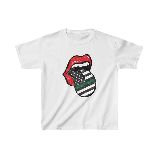 Youth - Military Flag Tongue Support The Troops Kids Tee