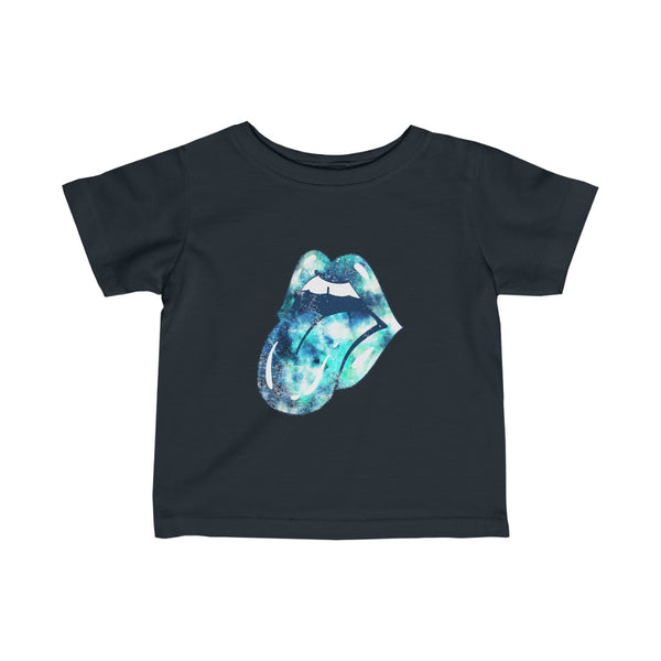 Infant - Blue Tie Dye Lips Leopard Tongue Out Tee