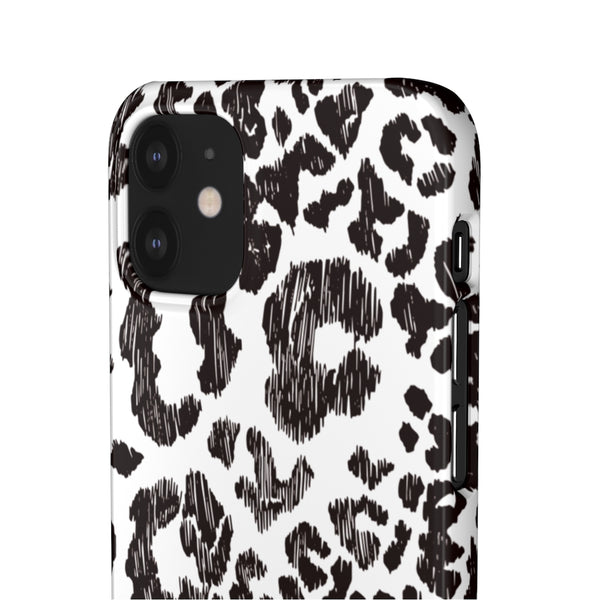 Leopard Sketch Print Snap iPhone 12 Case