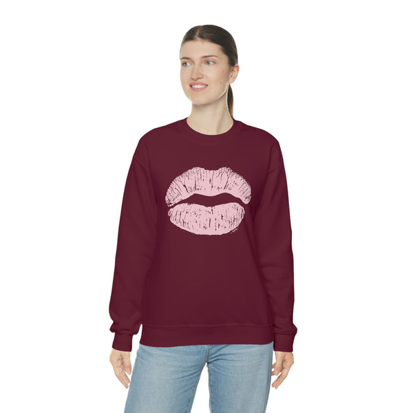 Pink Kiss Lips Unisex Crewneck Sweatshirt