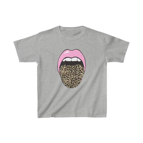Youth - Pink Lips Leopard Tongue Out Kids Tee