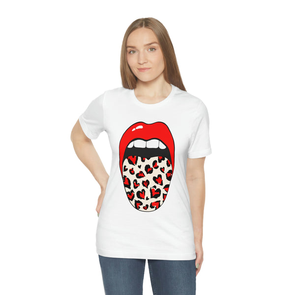 Valentine Hearts Tongue Out Unisex Short Sleeve Tee