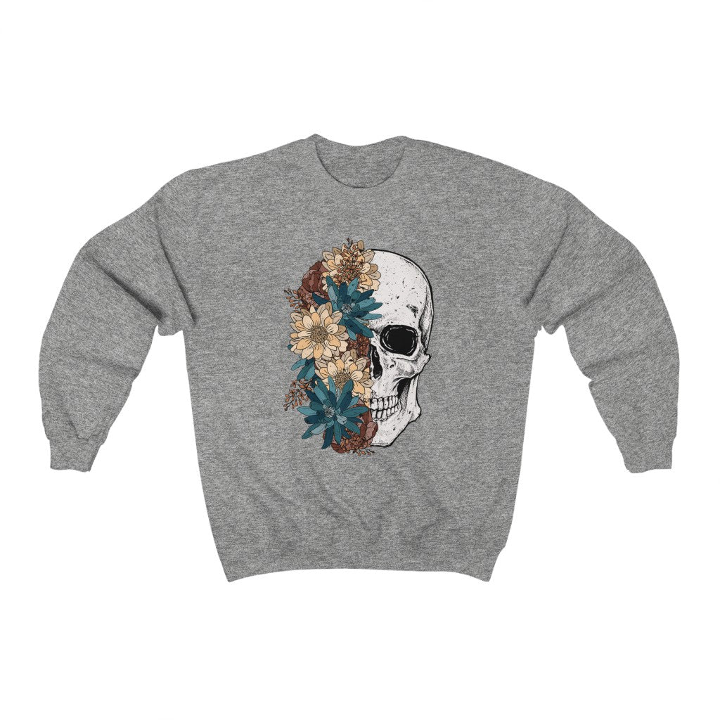 Fall Floral Skull Unisex Sweatshirt