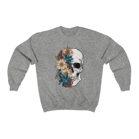Fall Floral Skull Unisex Sweatshirt