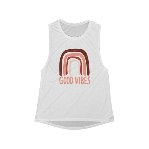 Good Vibes Rainbow Women's Flowy Scoop Muscle Tank